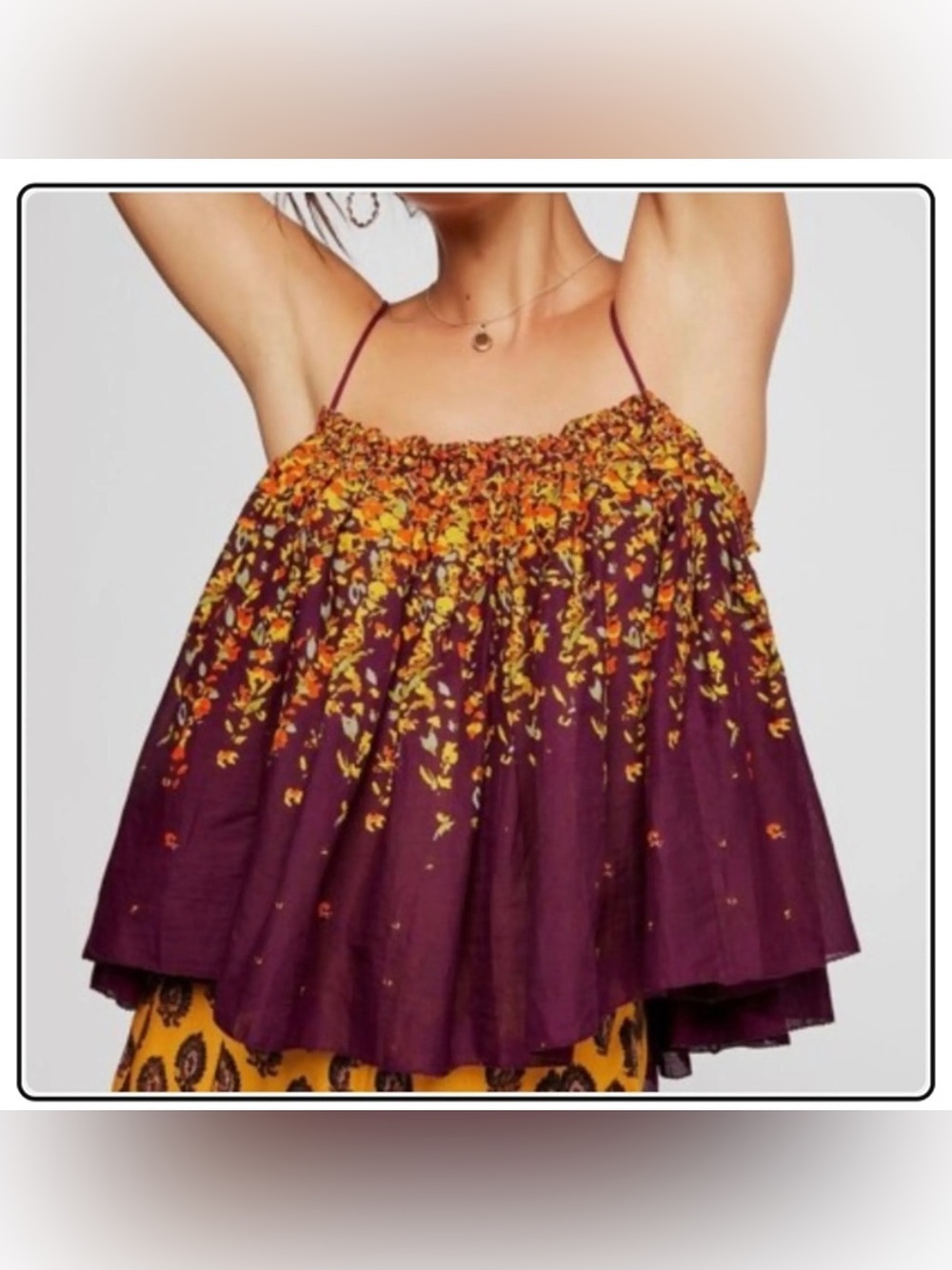 Free People Intimately Instant Crush Plum Floral Gathered Flowy Tank